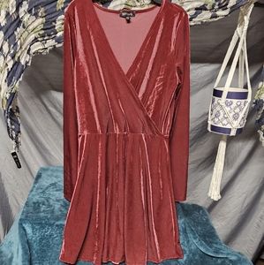 Express Velvet Burgundy Stretch Dress size Small with flared sleeves